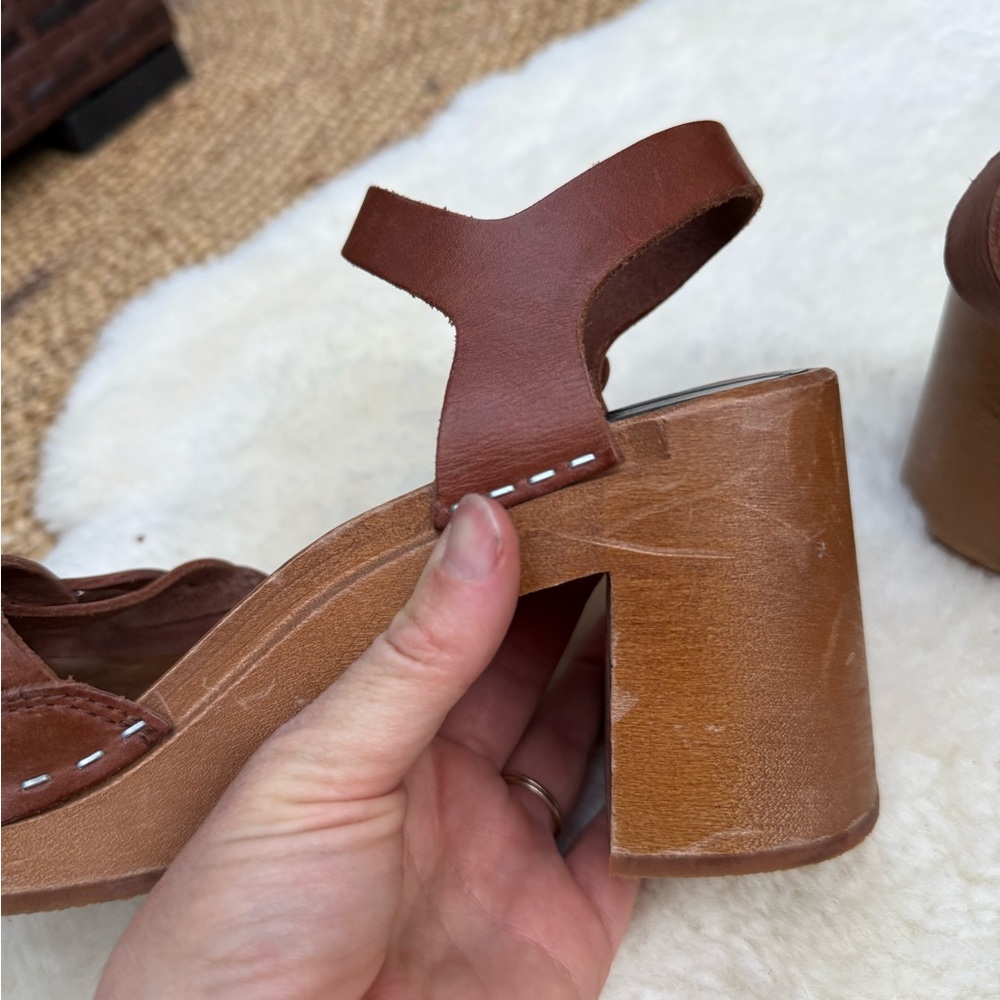 Swedish Hasbeens Brown Leather Sandals - Picture 3 of 7